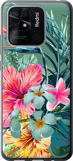 Чехол на Xiaomi Redmi 10C Тропические цветы v1