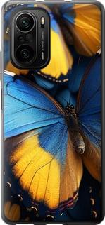 Чехол на Xiaomi Poco F3 Желто-голубые бабочки