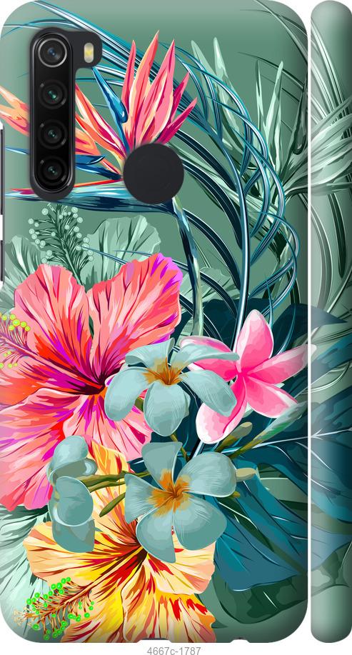 Чехол на Xiaomi Redmi Note 8 Тропические цветы v1