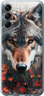 Чехол на Samsung Galaxy M14 M146B Wolf and flowers