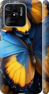 Чехол на Xiaomi Redmi 10C Желто-голубые бабочки