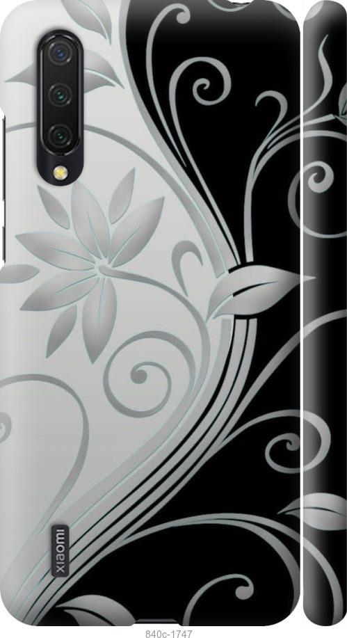 Чехол на Xiaomi Mi 9 Lite Цветы на чёрно-белом фоне