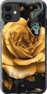 Чехол на iPhone 11 Black snake and golden rose