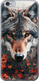 Чехол на iPhone 6s Wolf and flowers