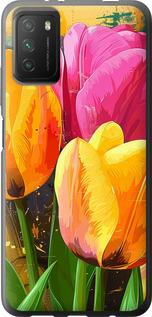 Чехол на Xiaomi Poco M3 Нарисованные тюльпаны