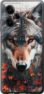 Чехол на Xiaomi Redmi Note 12 Pro 5G Wolf and flowers