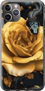 Чехол на iPhone 11 Pro Max Black snake and golden rose