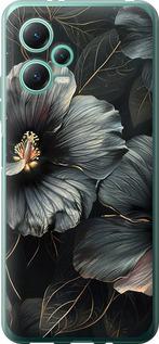 Чехол на Xiaomi Redmi Note 12 5G Черные цветы
