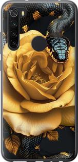 Чехол на Xiaomi Redmi Note 8 Black snake and golden rose