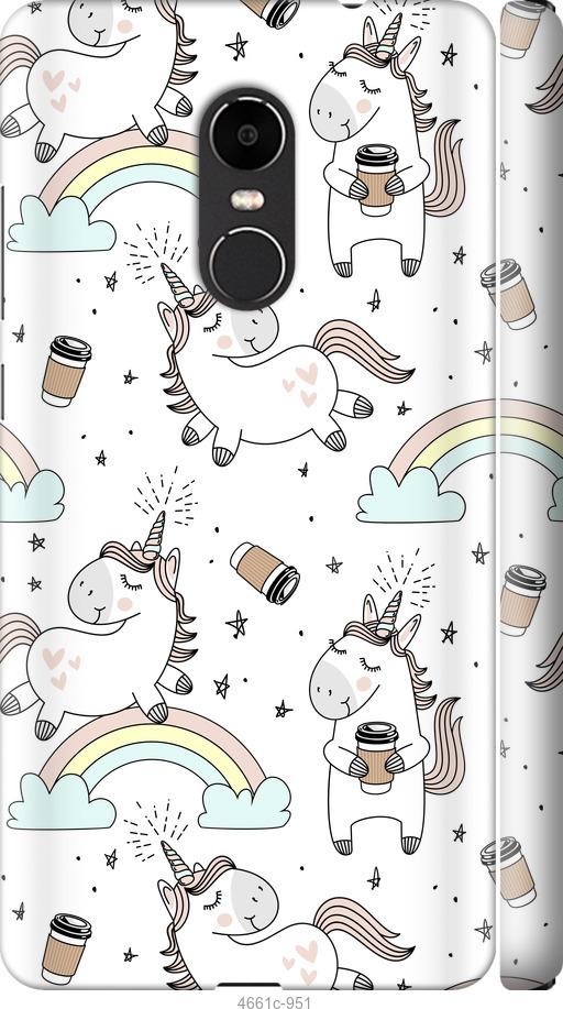 Чехол на Xiaomi Redmi Note 4X Единорог и кофе