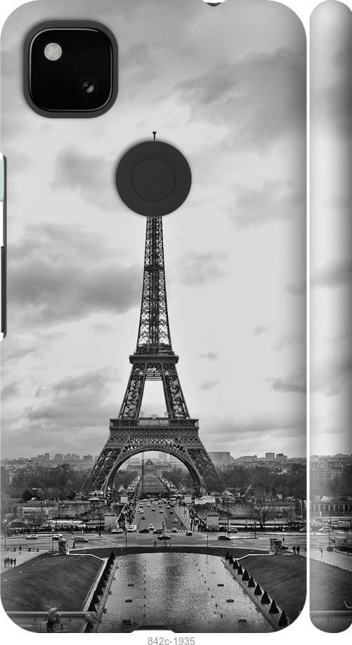 Чехол на Google Pixel 4A Чёрно-белая Эйфелева башня
