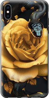 Чехол на iPhone XS Max Black snake and golden rose
