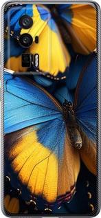 Чехол на Xiaomi Poco F5 Pro 5G Желто-голубые бабочки