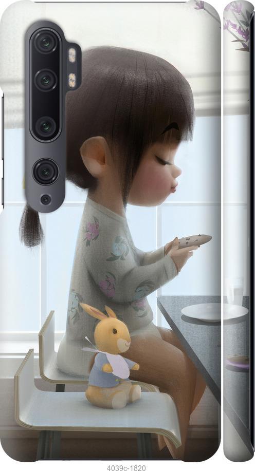 Чехол на Xiaomi Mi Note 10 Милая девочка с зайчиком