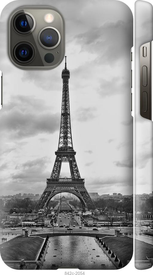 Чехол на iPhone 12 Pro Max Чёрно-белая Эйфелева башня