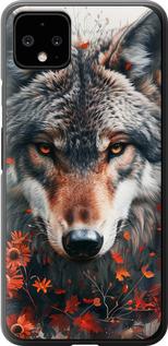 Чехол на Google Pixel 4 XL Wolf and flowers