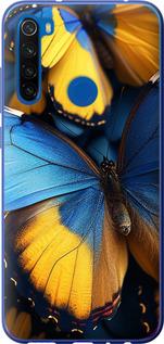 Чехол на Xiaomi Redmi Note 8T Желто-голубые бабочки