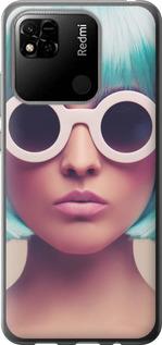 Чехол на Xiaomi Redmi 10A Синеволосая девушка в очках