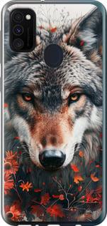 Чехол на Samsung Galaxy M30s 2019 Wolf and flowers