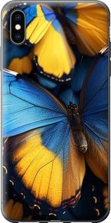 Чехол на iPhone XS Max Желто-голубые бабочки