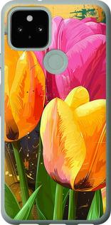 Чехол на Google Pixel 5 Нарисованные тюльпаны