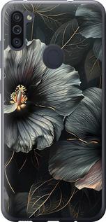 Чехол на Samsung Galaxy M11 M115F Черные цветы