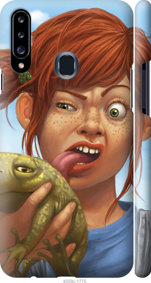 Чехол на Samsung Galaxy A20s A207F Рыжеволосая девочка с лягушкой