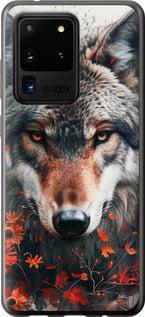 Чехол на Samsung Galaxy S20 Ultra Wolf and flowers