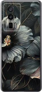 Чехол на Xiaomi Poco F5 Pro 5G Черные цветы