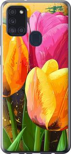 Чехол на Samsung Galaxy A21s A217F Нарисованные тюльпаны