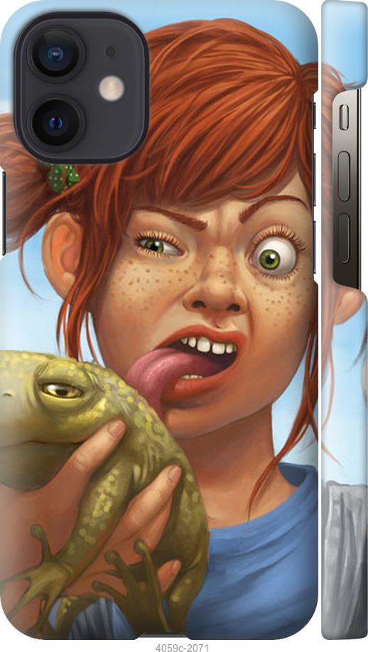 Чехол на iPhone 12 Mini Рыжеволосая девочка с лягушкой