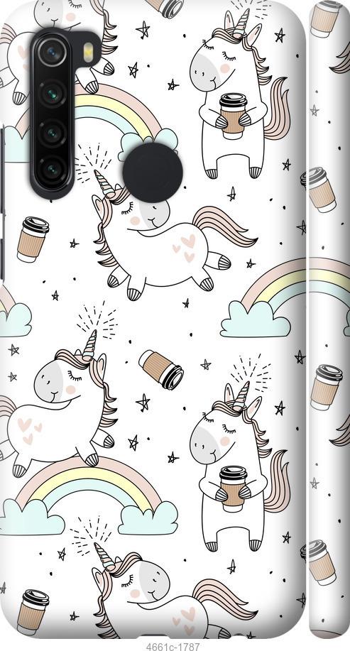 Чехол на Xiaomi Redmi Note 8 Единорог и кофе