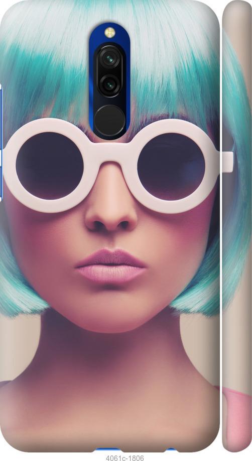 Чехол на Xiaomi Redmi 8 Синеволосая девушка в очках