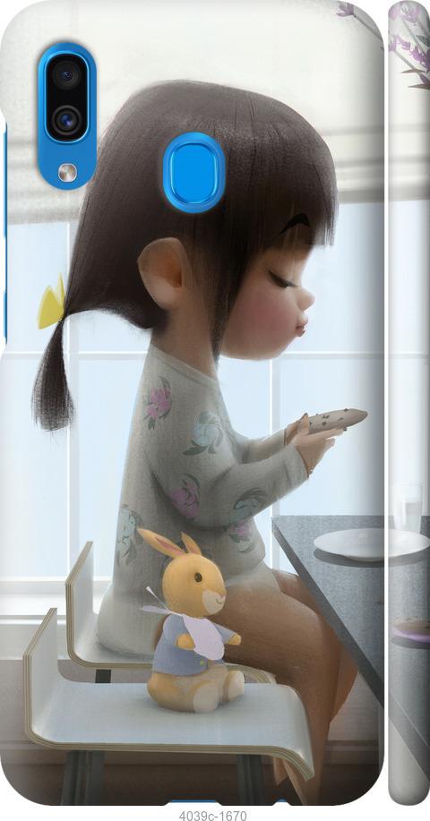 Чехол на Samsung Galaxy A20 2019 A205F Милая девочка с зайчиком