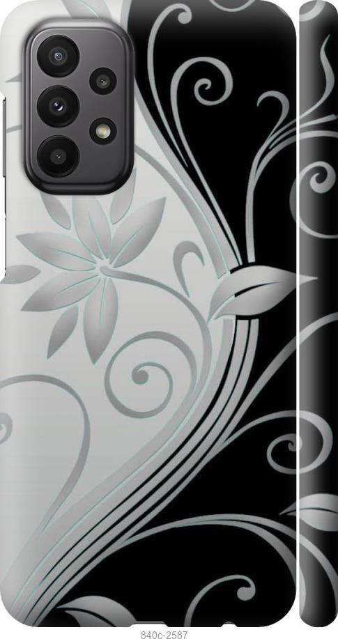 Чехол на Samsung Galaxy A23 A235F Цветы на чёрно-белом фоне