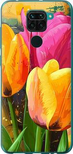 Чехол на Xiaomi Redmi Note 9 Нарисованные тюльпаны