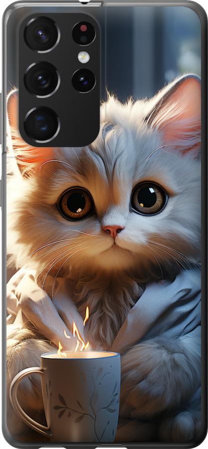 Чехол на Samsung Galaxy S21 Ultra (5G) White cat
