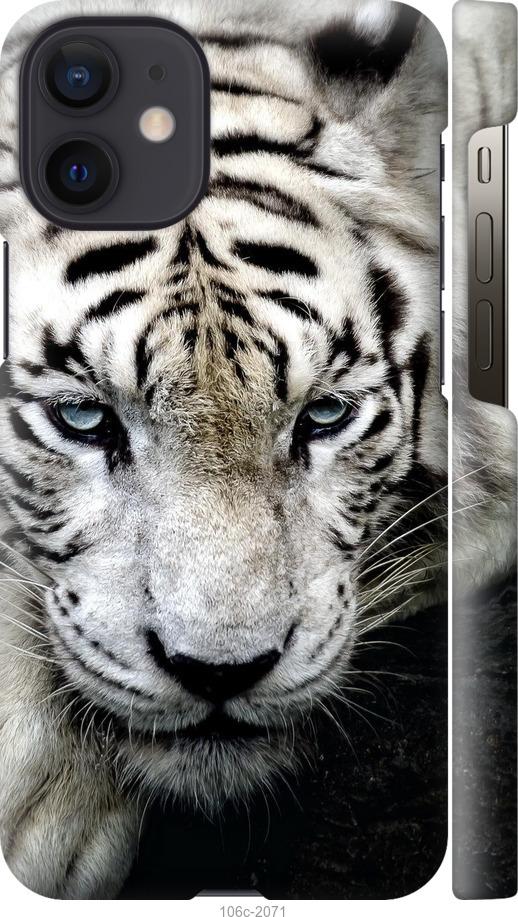 Чехол на iPhone 12 Mini Грустный белый тигр