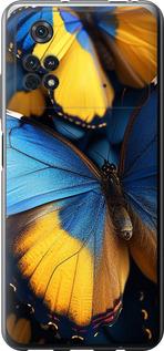 Чехол на Xiaomi Poco M4 Pro Желто-голубые бабочки