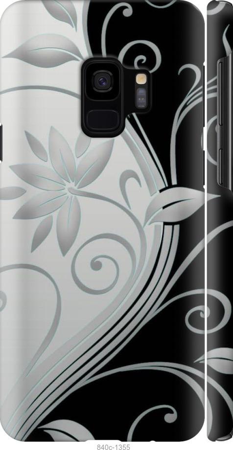 Чехол на Samsung Galaxy S9 Цветы на чёрно-белом фоне