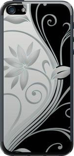 Чехол на iPhone SE Цветы на чёрно-белом фоне