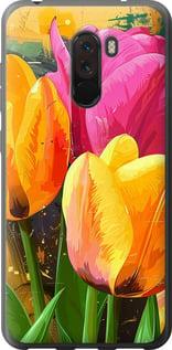 Чехол на Xiaomi Pocophone F1 Нарисованные тюльпаны