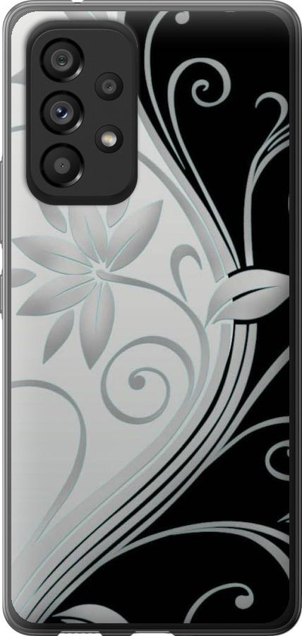 Чехол на Samsung Galaxy A53 A536E Цветы на чёрно-белом фоне