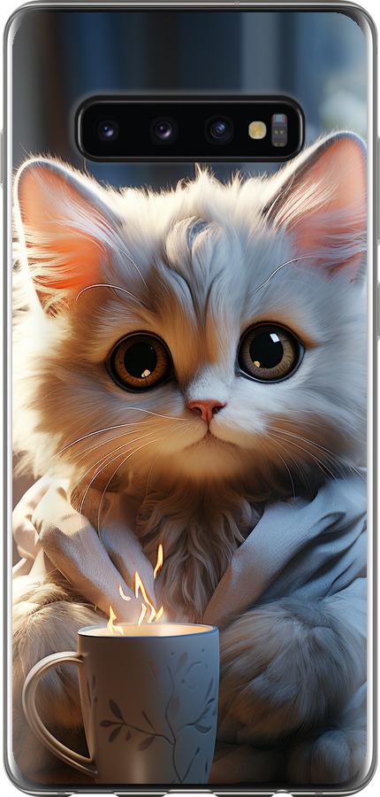 Чехол на Samsung Galaxy S10 Plus White cat