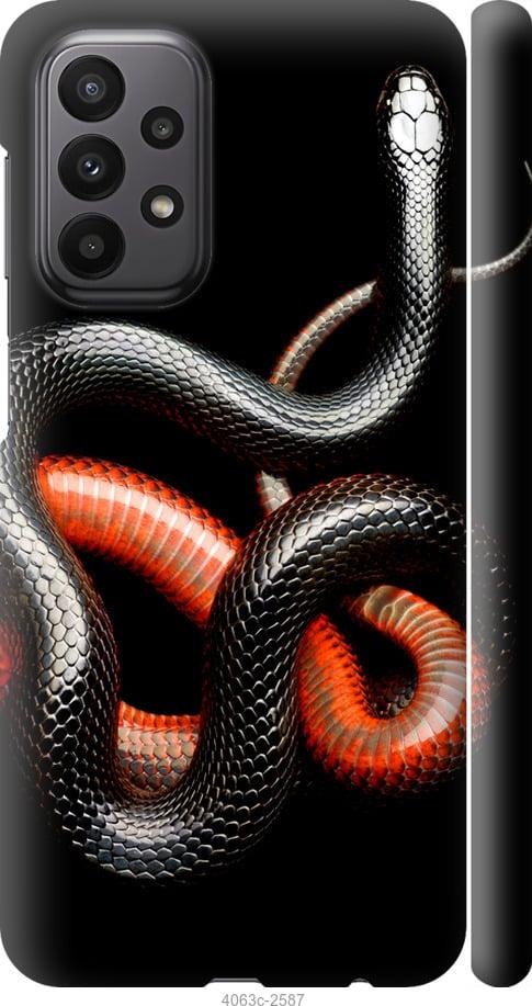 Чехол на Samsung Galaxy A23 A235F Красно-черная змея на черном фоне