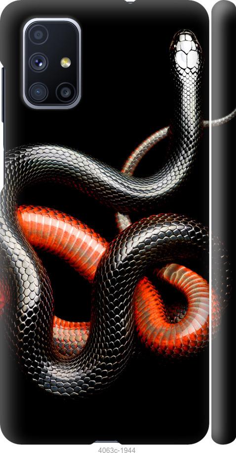 Чехол на Samsung Galaxy M51 M515F Красно-черная змея на черном фоне