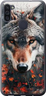 Чехол на Samsung Galaxy M11 M115F Wolf and flowers