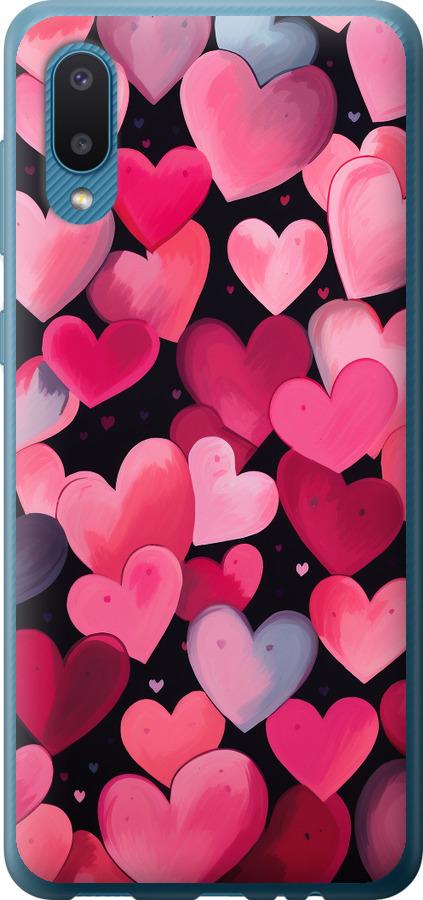 Чехол на Samsung Galaxy A02 A022G Сердечки 4