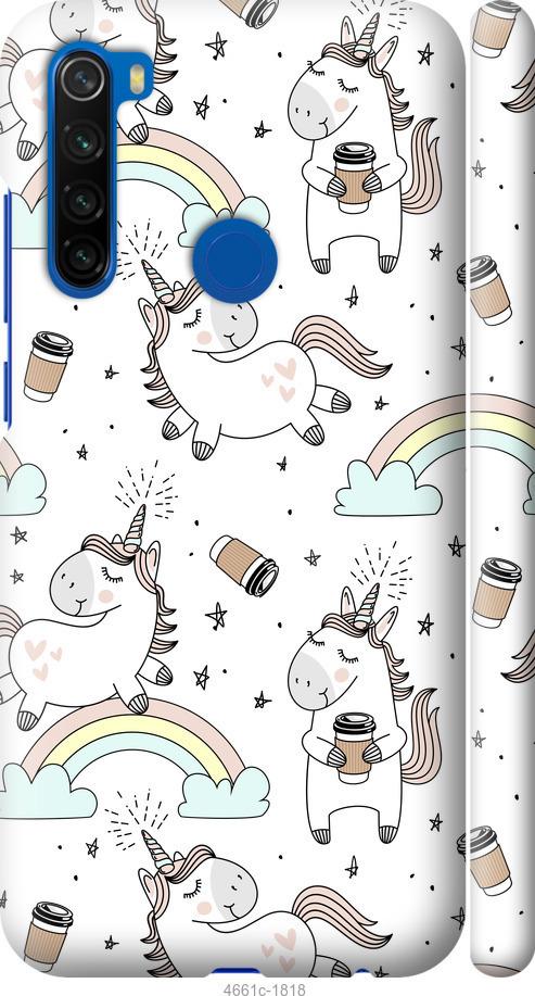 Чехол на Xiaomi Redmi Note 8T Единорог и кофе