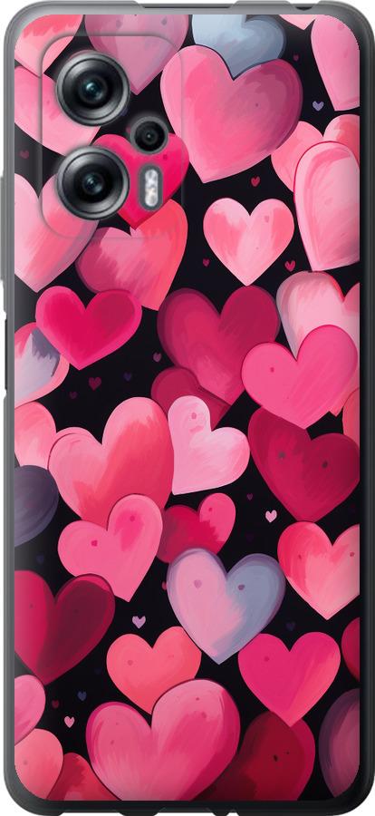 Чехол на Xiaomi Redmi Note 11T Pro Сердечки 4